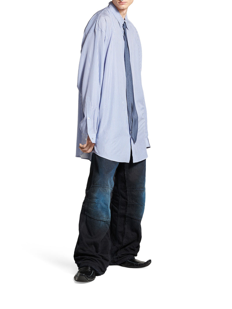 Suitnegozi CAMICIA FLUIDA DA UOMO IN BLU/BIANCO Nuova