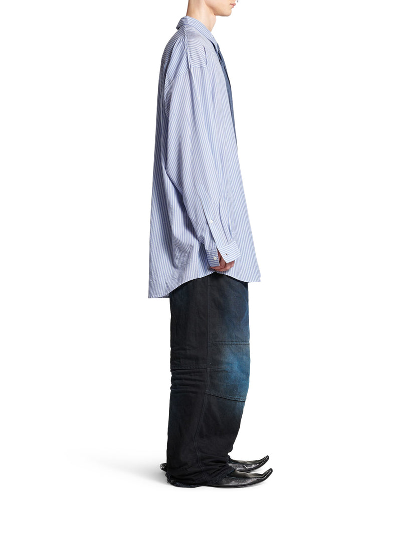 Suitnegozi CAMICIA FLUIDA DA UOMO IN BLU/BIANCO Nuova