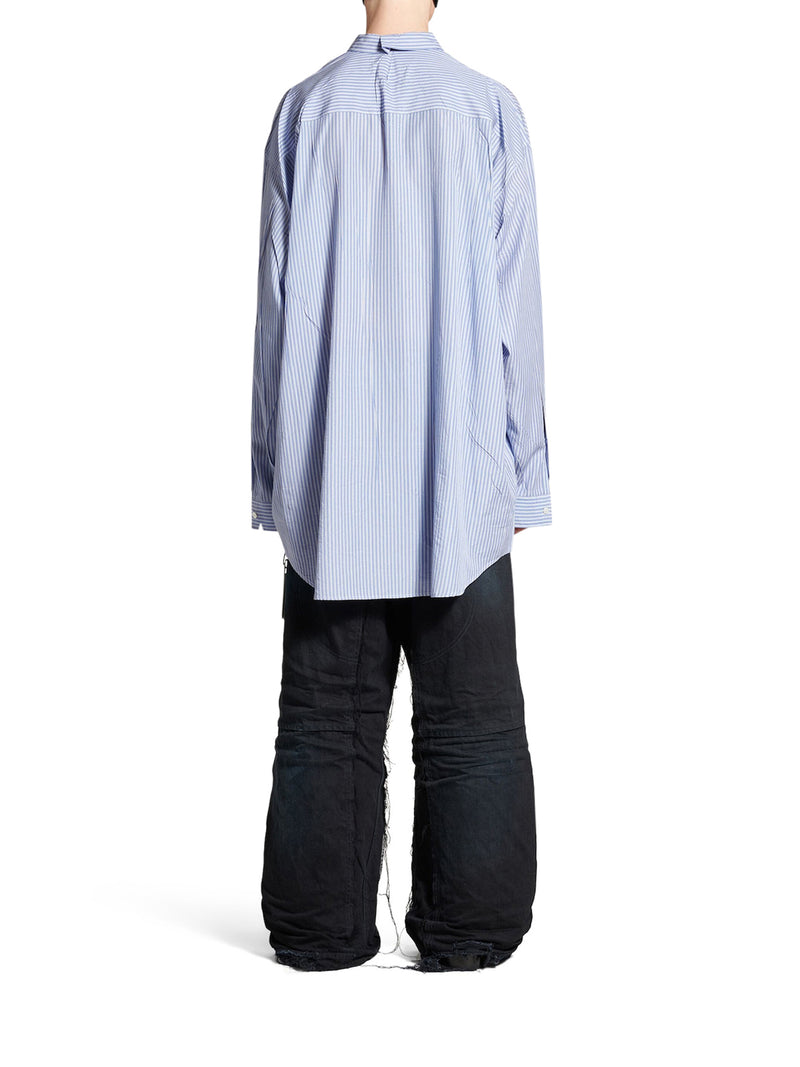 Suitnegozi CAMICIA FLUIDA DA UOMO IN BLU/BIANCO Nuova