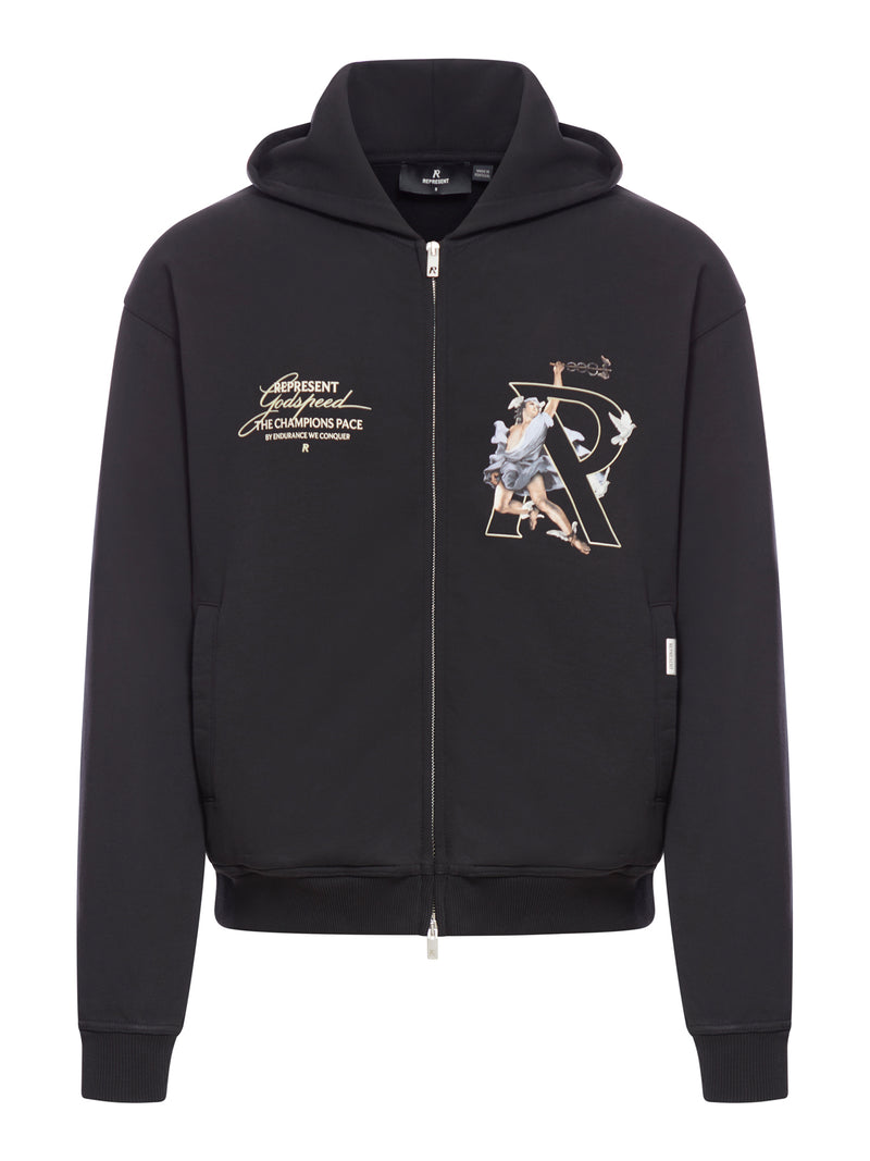Suitnegozi FELPA CON CAPPUCCIO E ZIP STAMPA HERMES Promozione Limitata