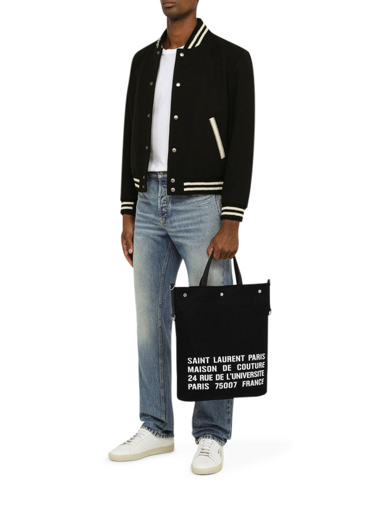 Suitnegozi Borsa tote North/South nera in canvas In Linea