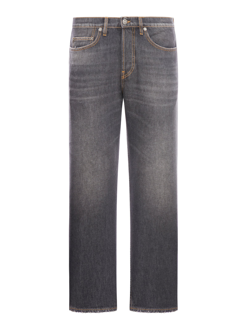 Suitnegozi Jeans lavati a gamba larga con toppa con logo Sconti questo mese