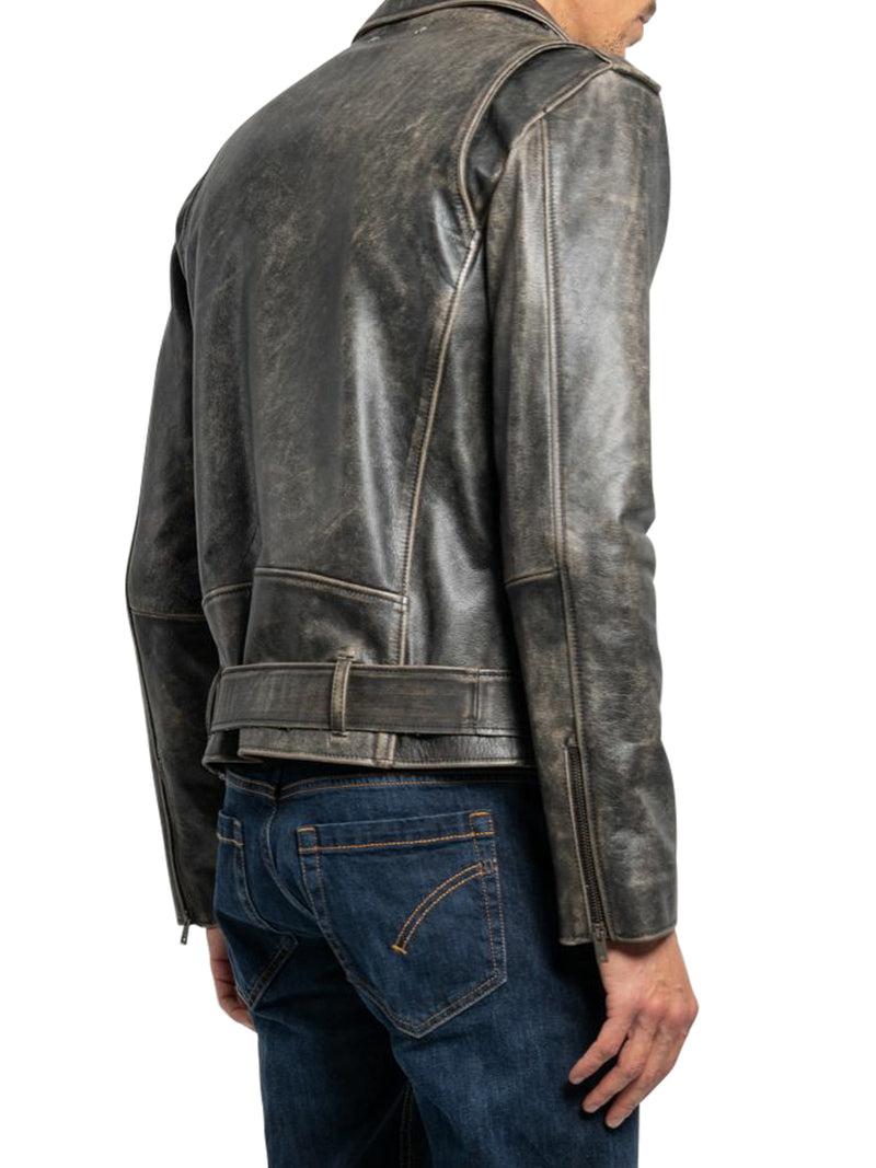 Suitnegozi Chiodo in pelle collezione golden dal trattamento distressed Shopping Online
