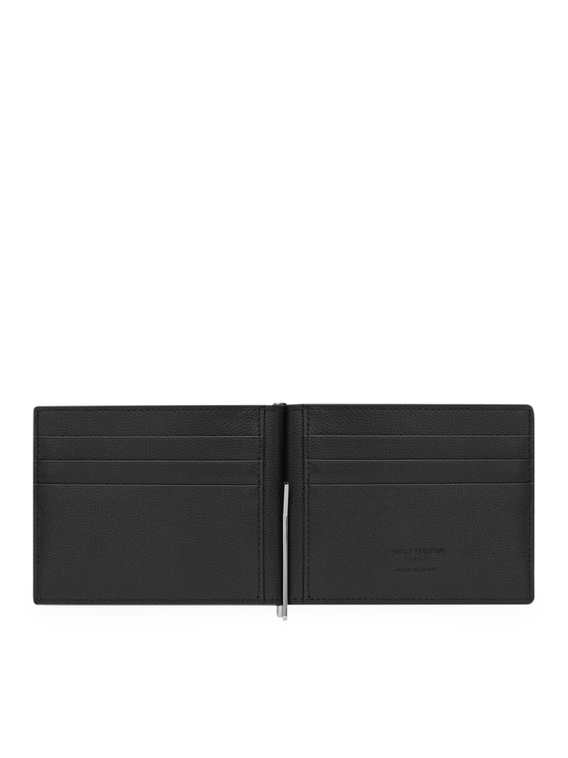 Suitnegozi PORTAFOGLI FERMASOLDI SAINT LAURENT PARIS NERO PELLE A TEXTURE Esporta salva