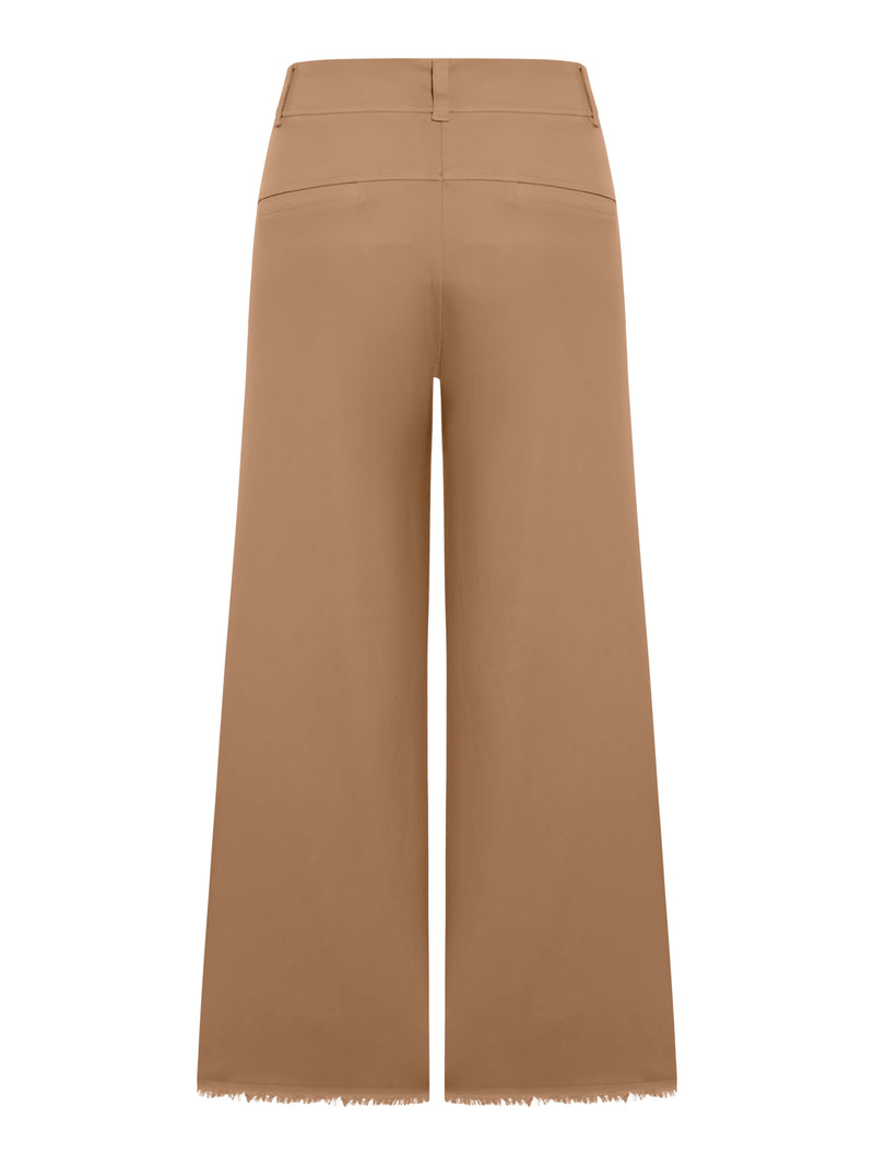 Suitnegozi Pantalone gamba larga e taglio a vivo sul fondo in viscosa e cotone stretch Super sconto