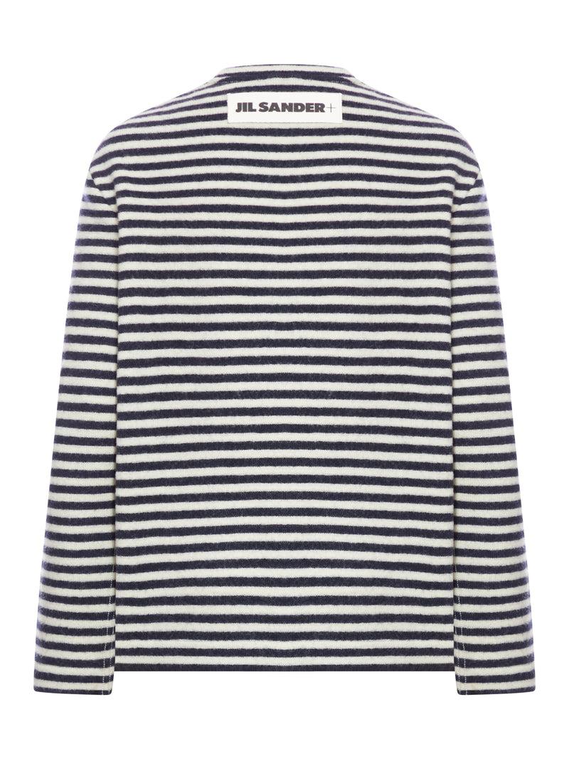 Suitnegozi Top bicolore in lana a maniche lunghe con etichetta logo Jil Sander+ sul retro Affare Del Giorno