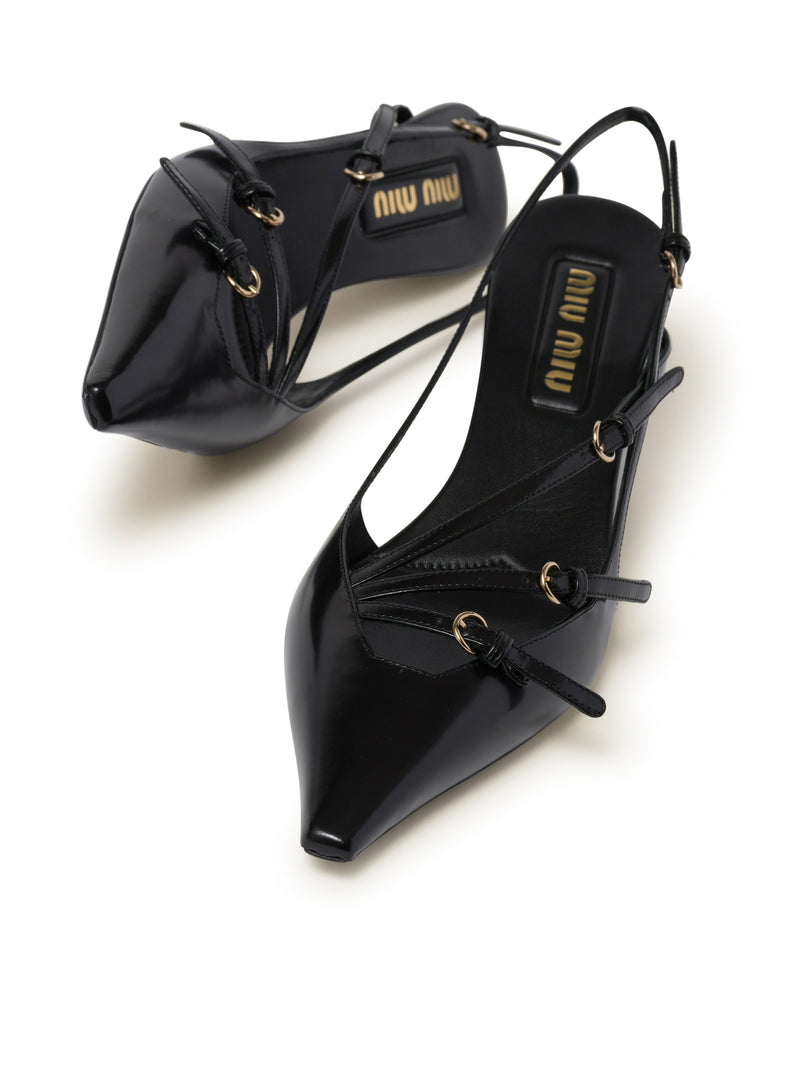Suitnegozi Décolleté slingback in pelle spazzolata con fibbie Fino al 65% di sconto