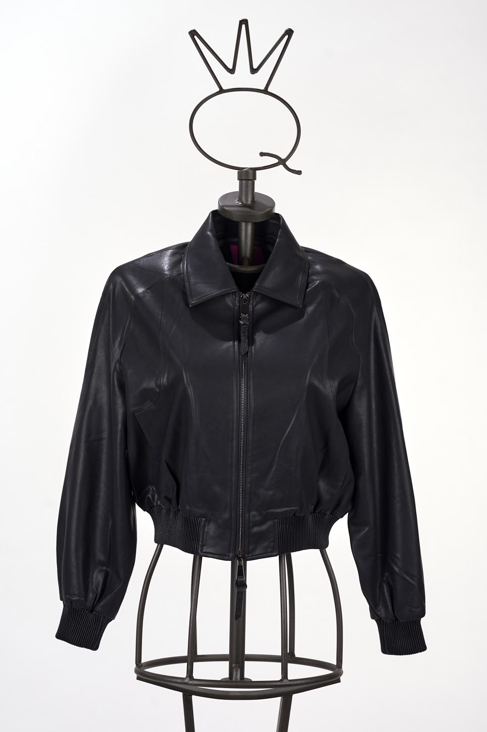 Save The Queen Bomber in ecopelle nera Consegna Veloce