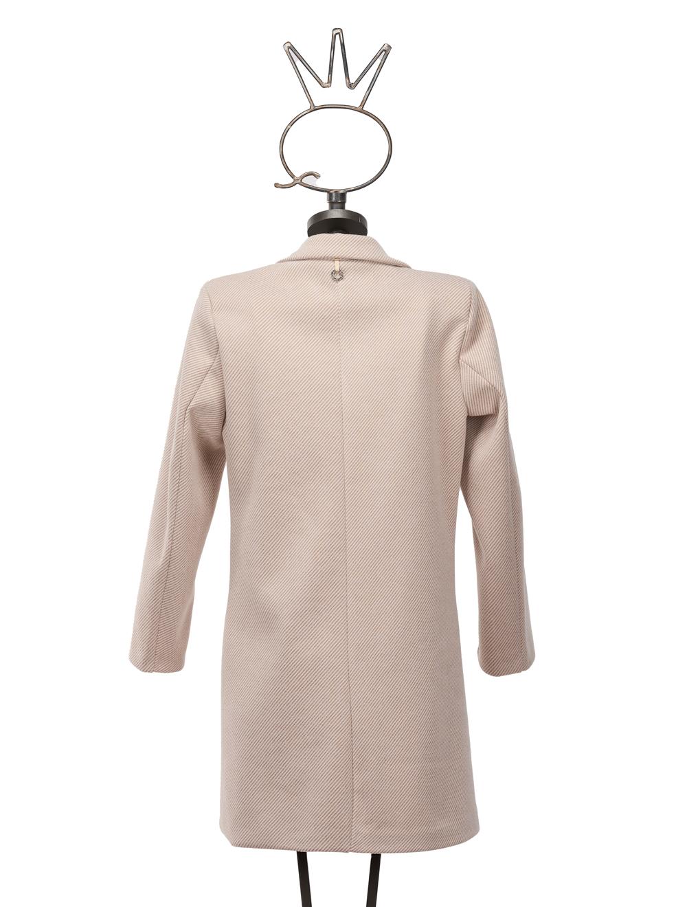 Save The Queen Cappotto corto bianco panna spigato beige con applicazioni Convenienza
