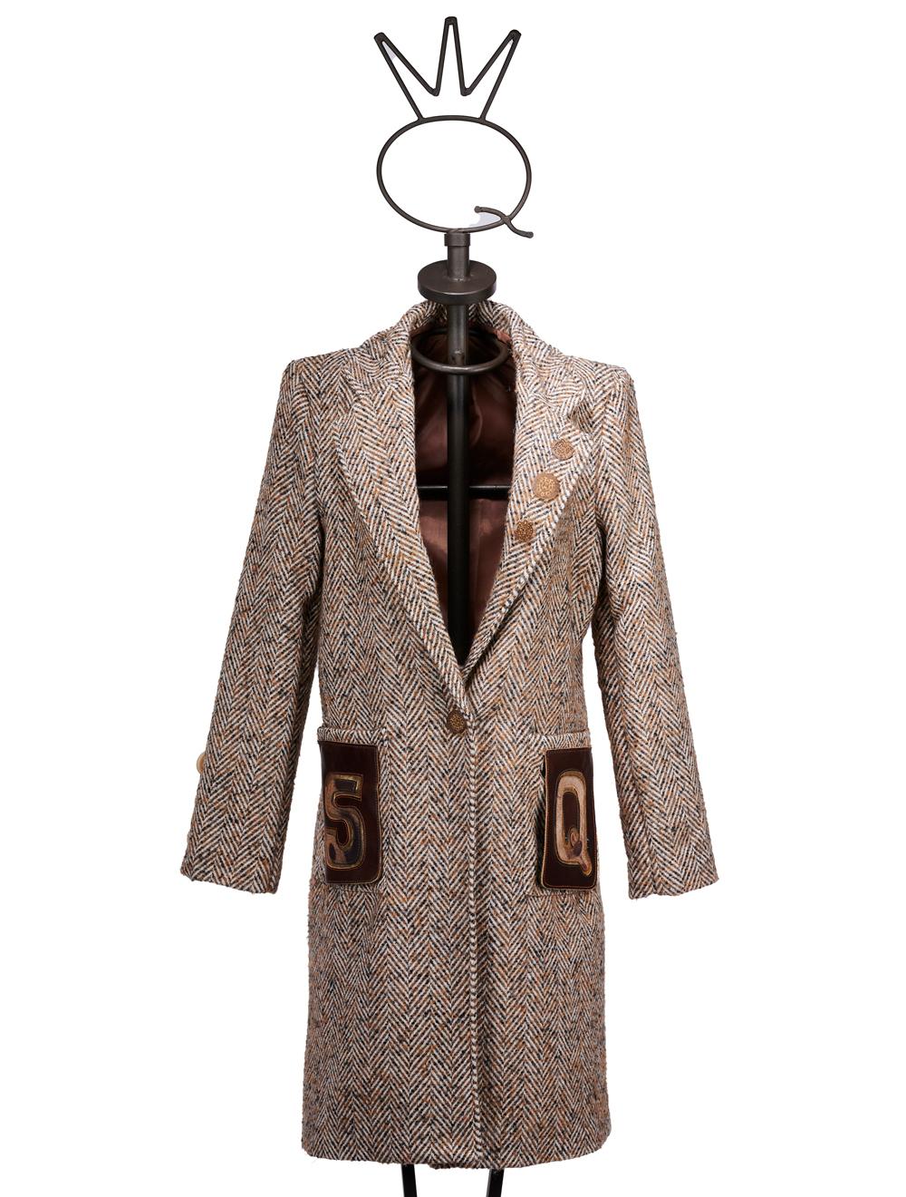 Save The Queen Cappotto spigato marrone e beige Novità