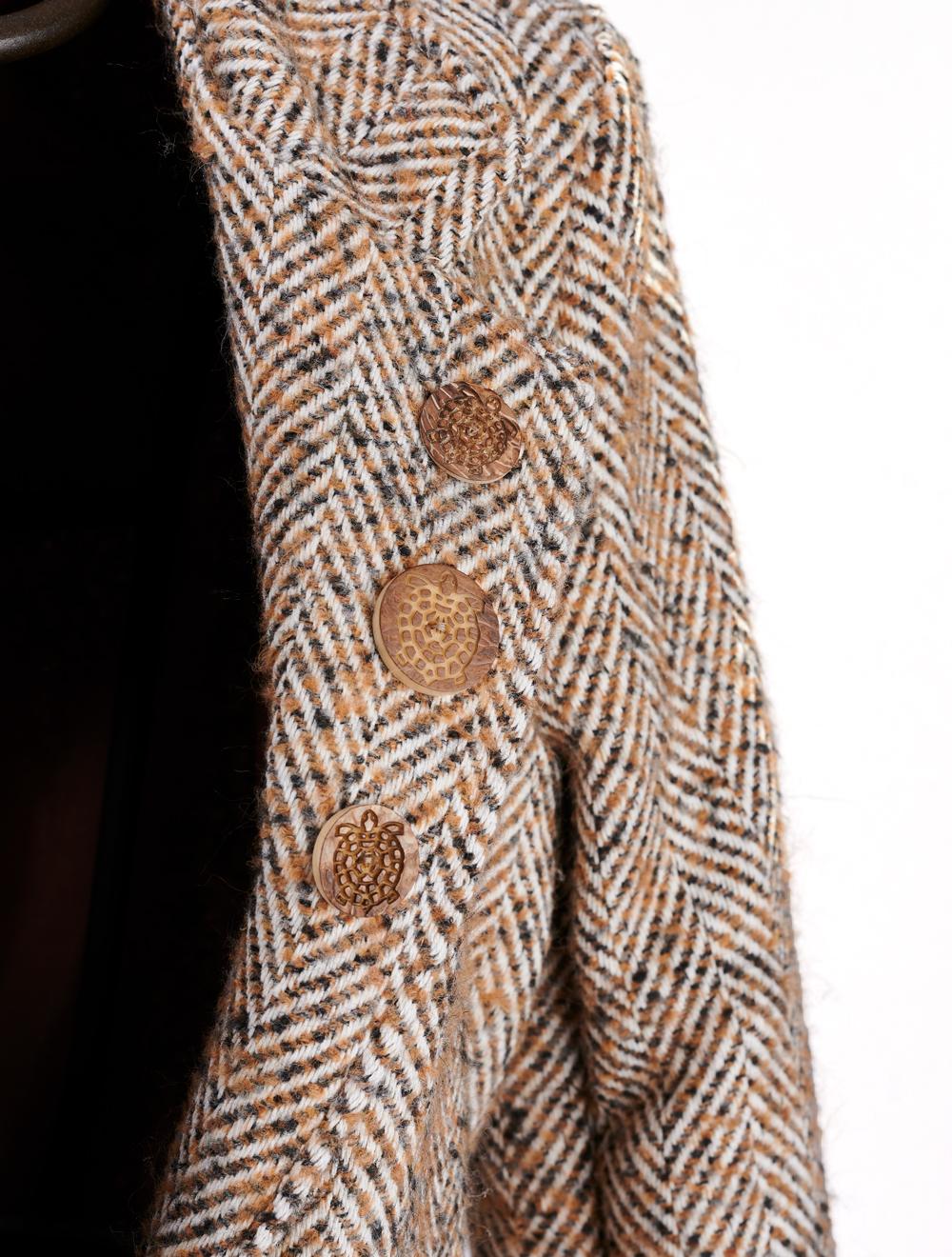 Save The Queen Cappotto spigato marrone e beige Novità