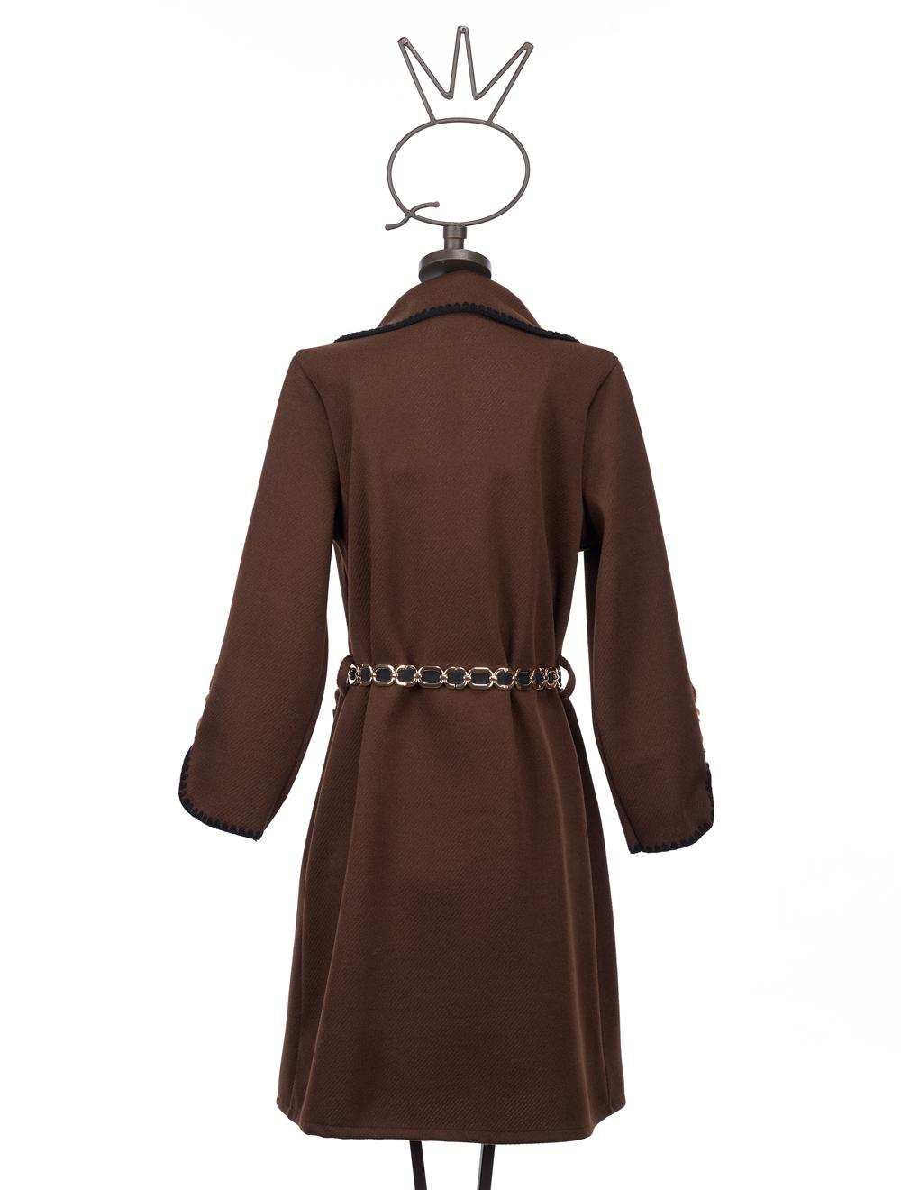 Save The Queen Cappotto marrone con bordi ricamati Offerta