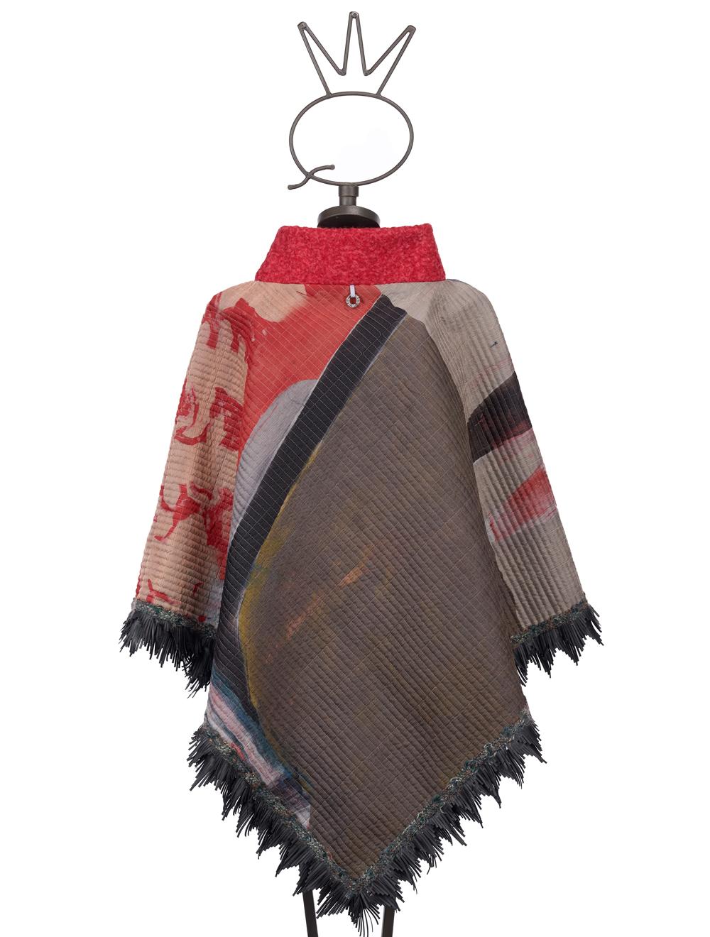Save The Queen Poncho in seta con frange in ecopelle Offerte