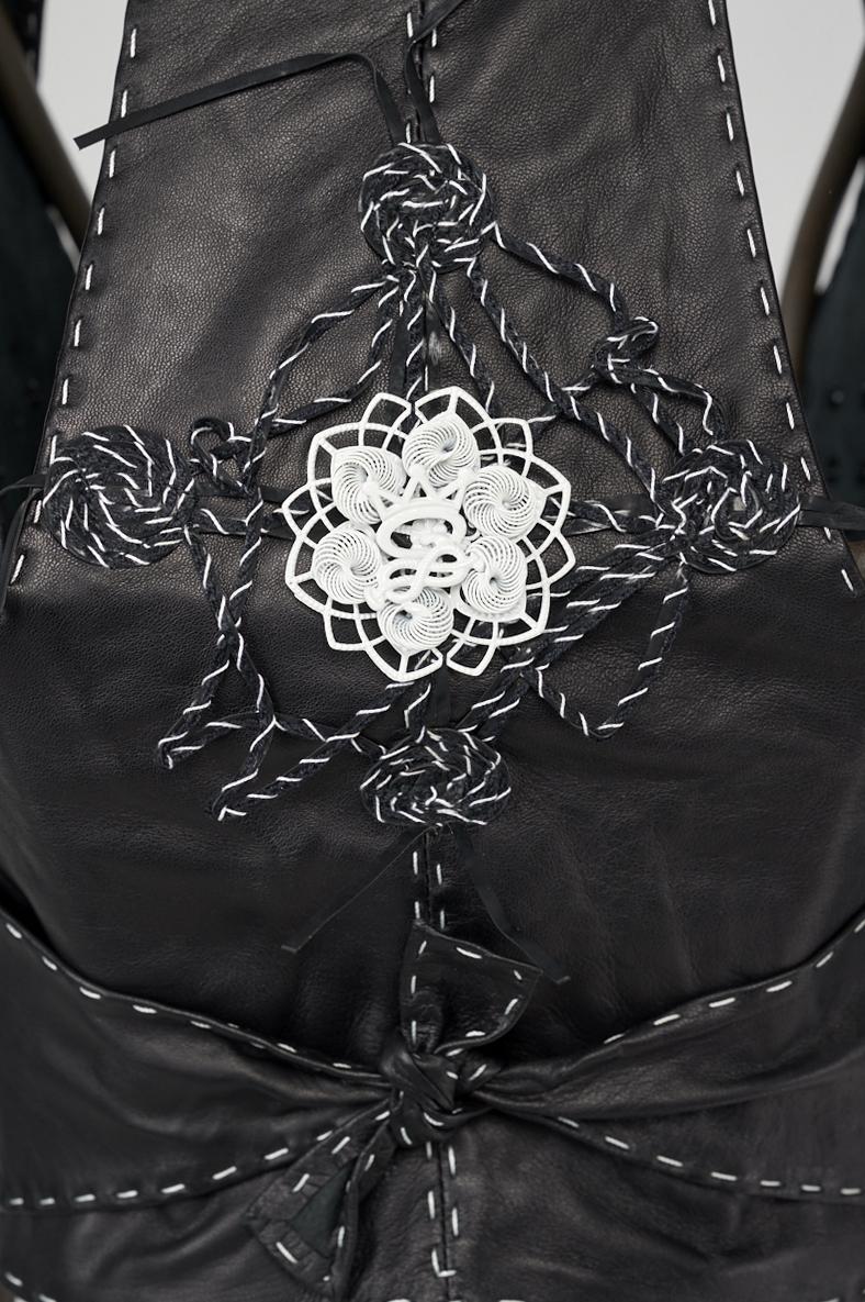 Save The Queen Gilet in vera pelle nera 2025