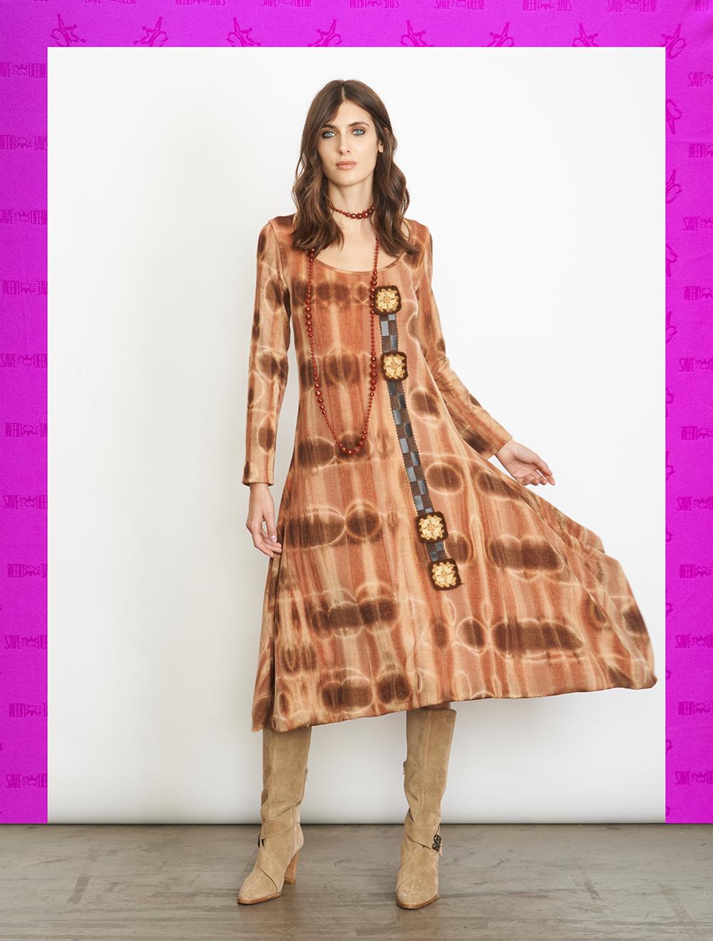 Save The Queen Vestito longuette in jersey di lana con stampa tie dye Offerte