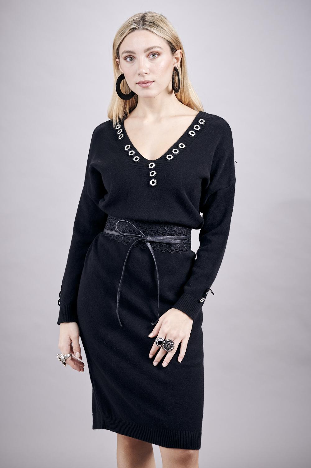 Save The Queen Abito in tricot nero Moda