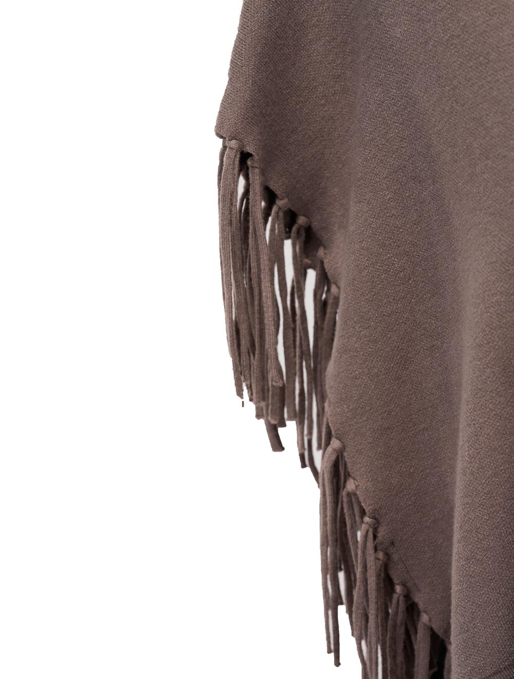 Save The Queen Maglia poncho color tortora in viscosa con applicazioni Pezzi Unici