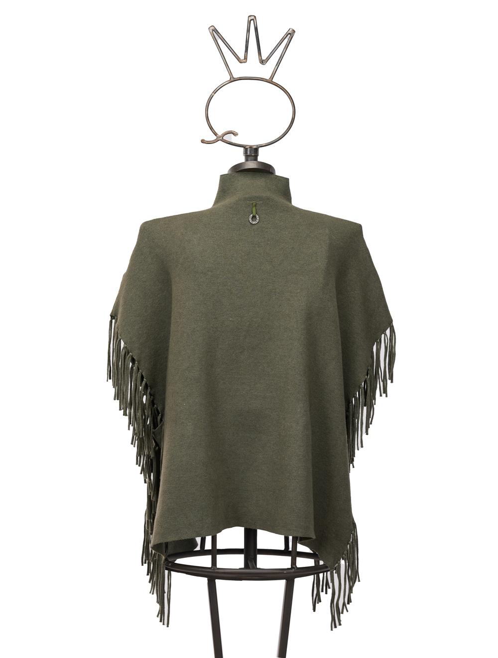 Save The Queen Maglia poncho verde salvia in viscosa con applicazioni Soddisfazione Garantita