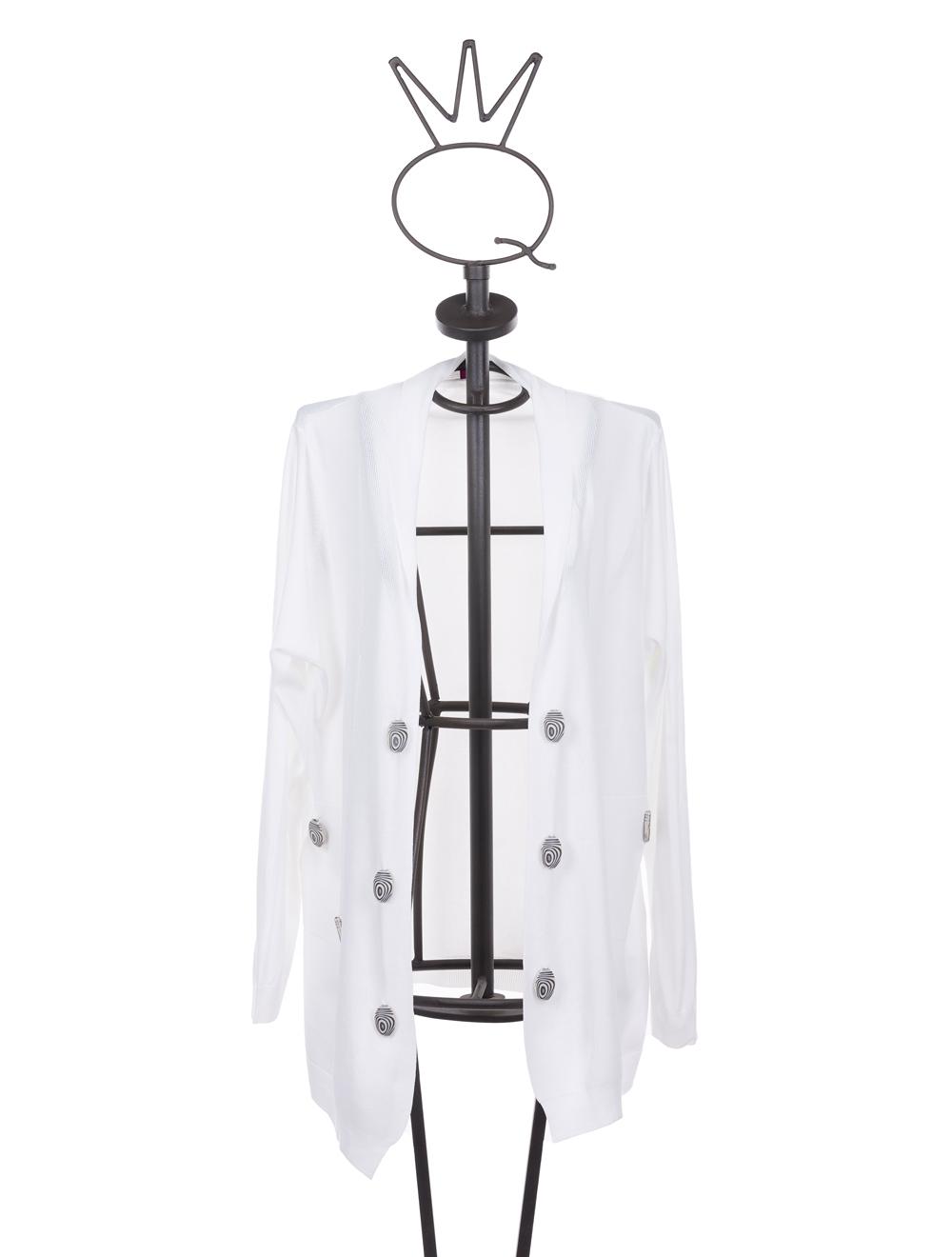 Save The Queen Cardigan bianco in viscosa con applicazioni Fino Al -60%