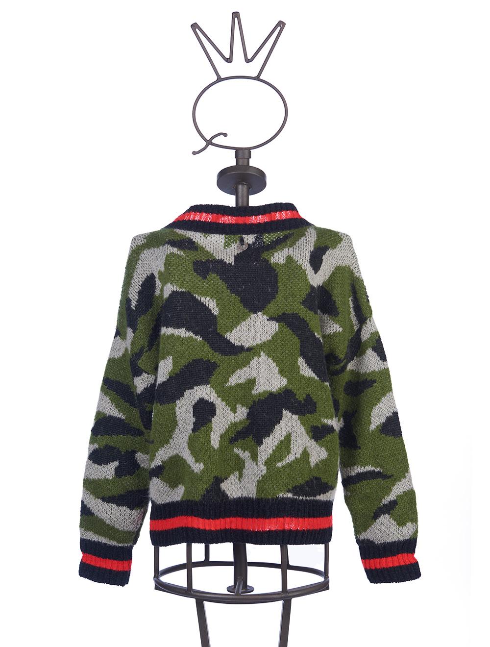 Save The Queen Maglia jacquard con disegno camouflage in lana mohair Prezzo Ridotto