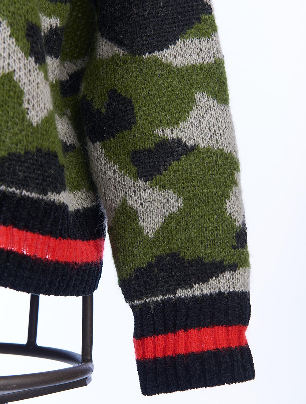 Save The Queen Maglia jacquard con disegno camouflage in lana mohair Prezzo Ridotto