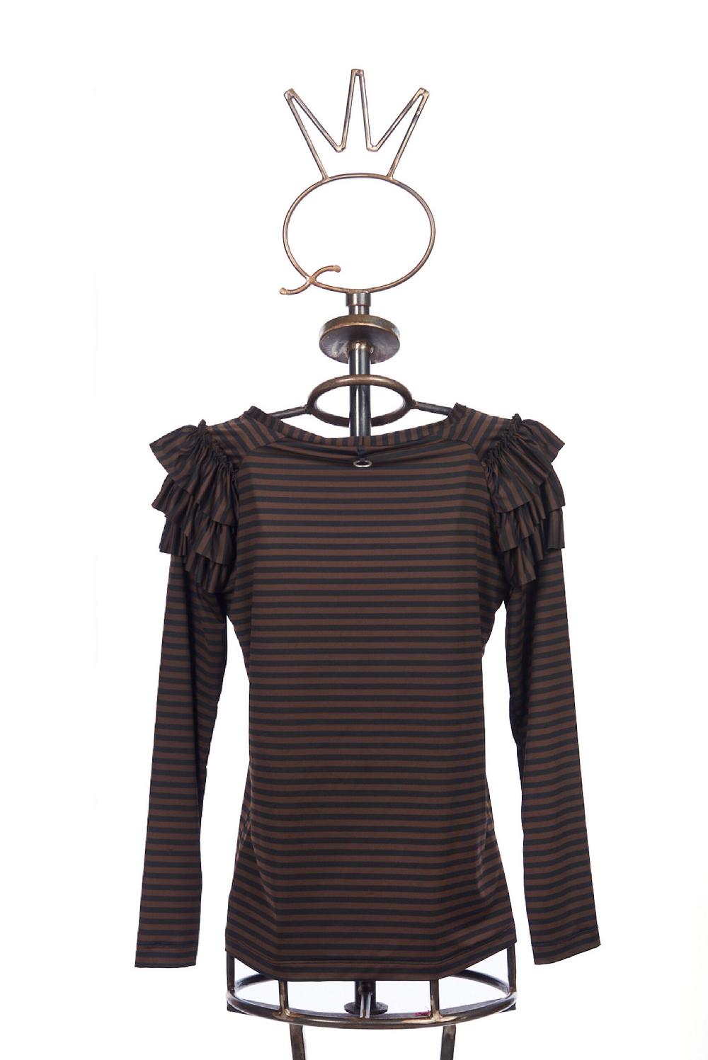 Save The Queen t-shirt a righe marroni e nere Negozio