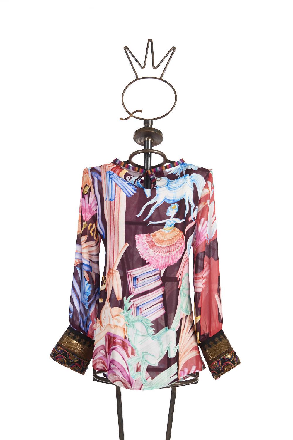 Save The Queen Blusa in chiffon con stampa dedicata al Circo Nuova