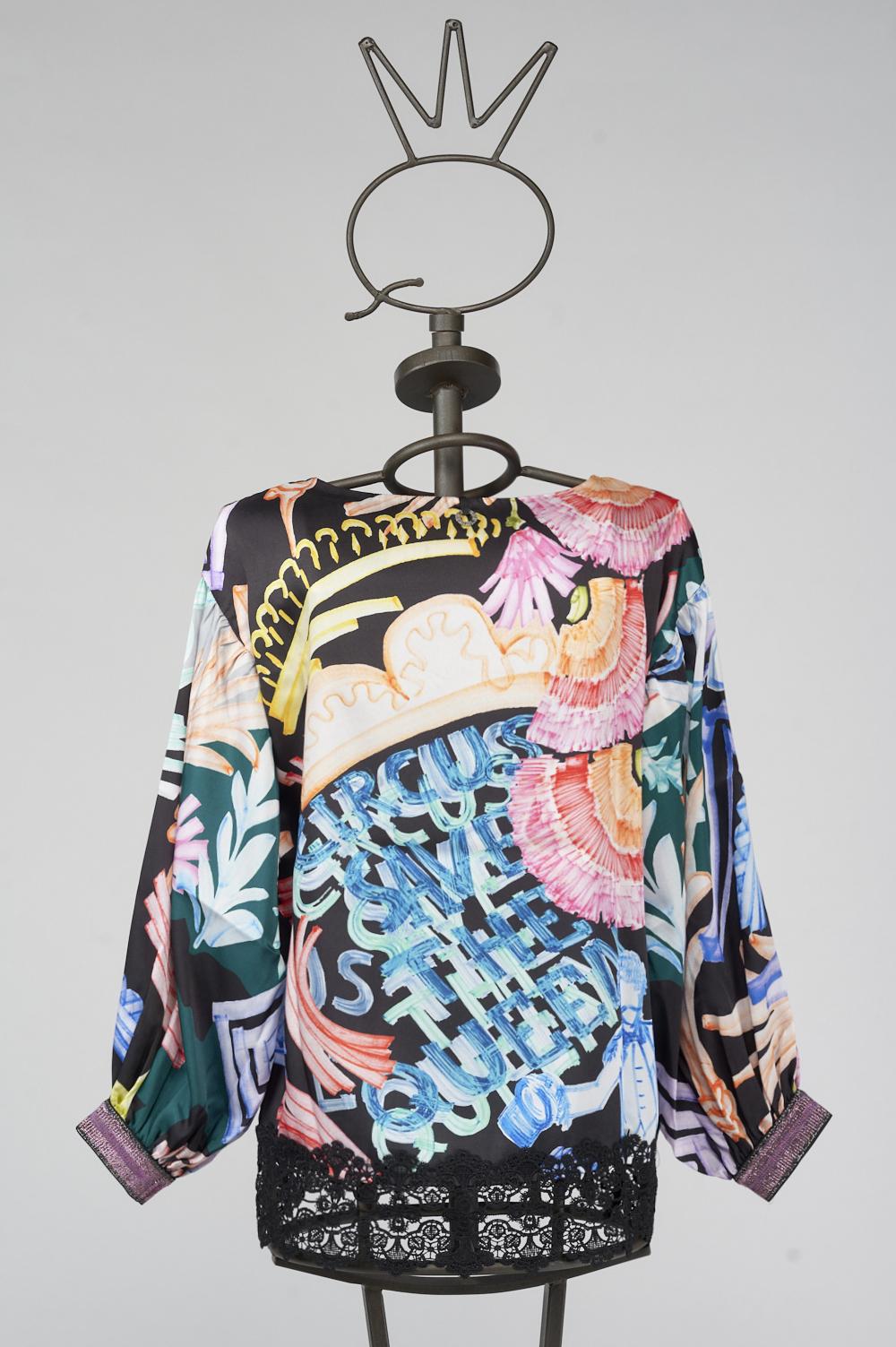 Save The Queen Blusa in raso con stampa dedicata al Circo Super Saving Price