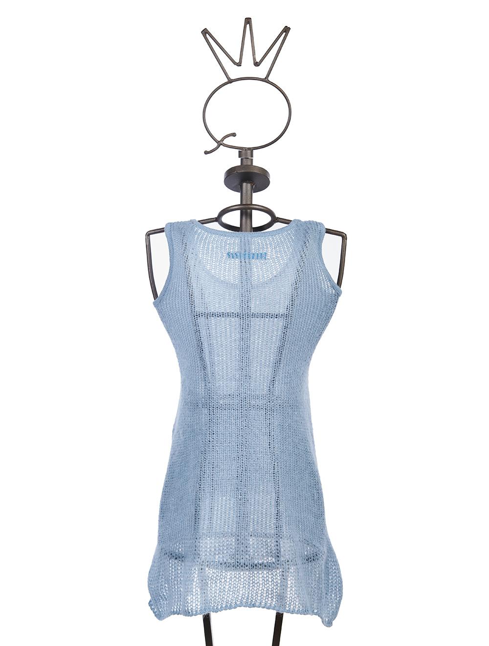 Save The Queen Tunica celeste in lana mohair con ricamo Outlet