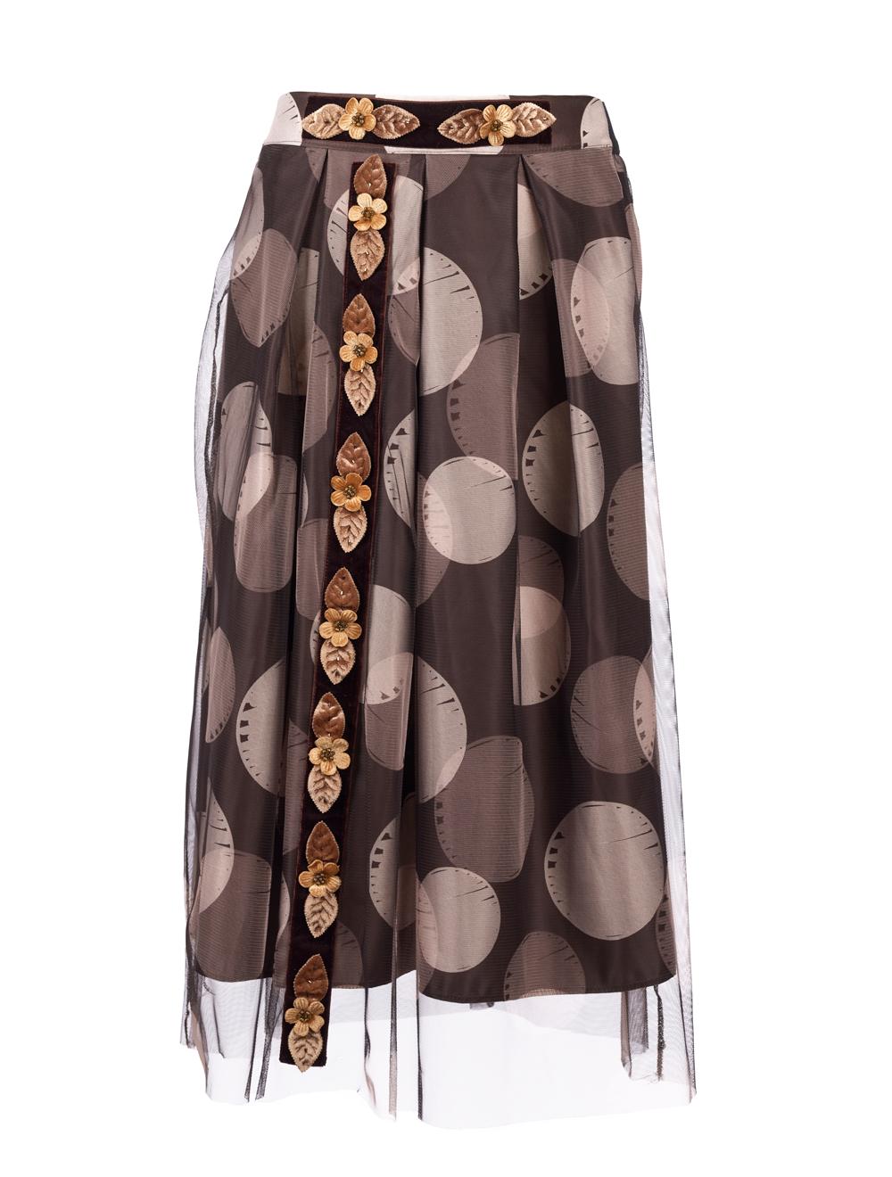 Save The Queen Gonna midi a pois marrone e beige Offerte