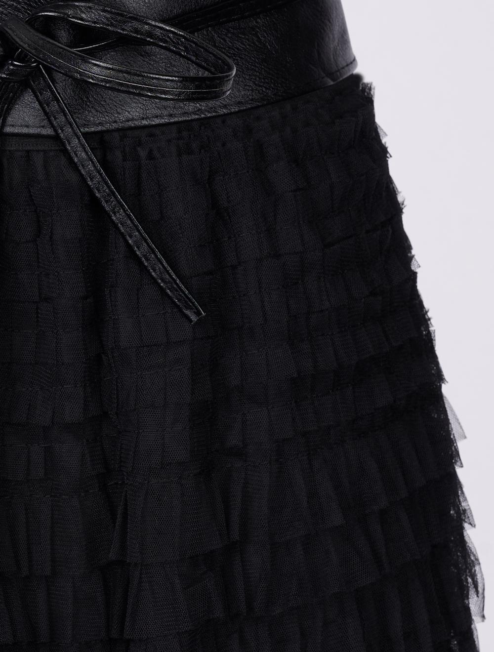 Save The Queen Gonna lunga a balze in tulle nero In Saldo