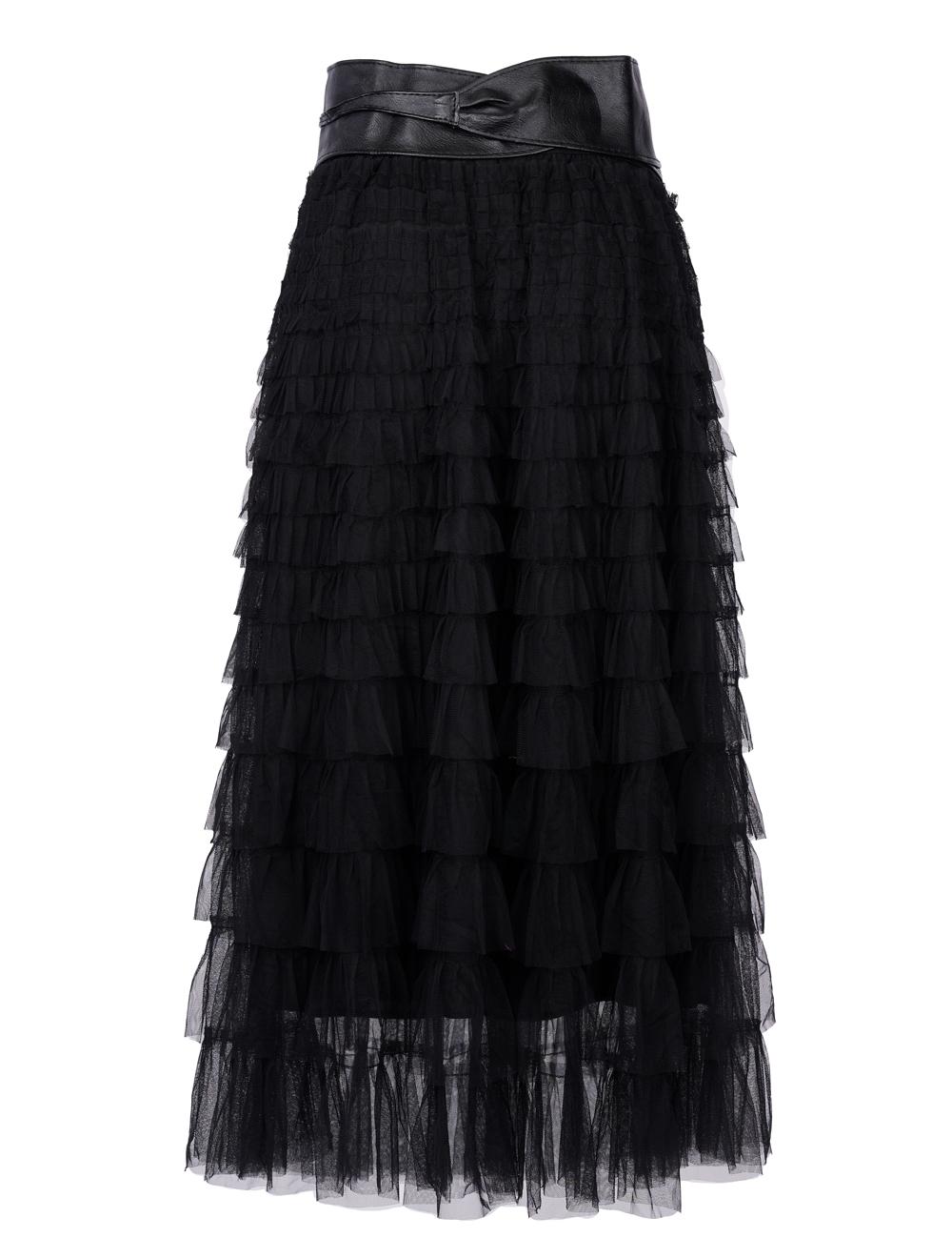 Save The Queen Gonna lunga a balze in tulle nero In Saldo