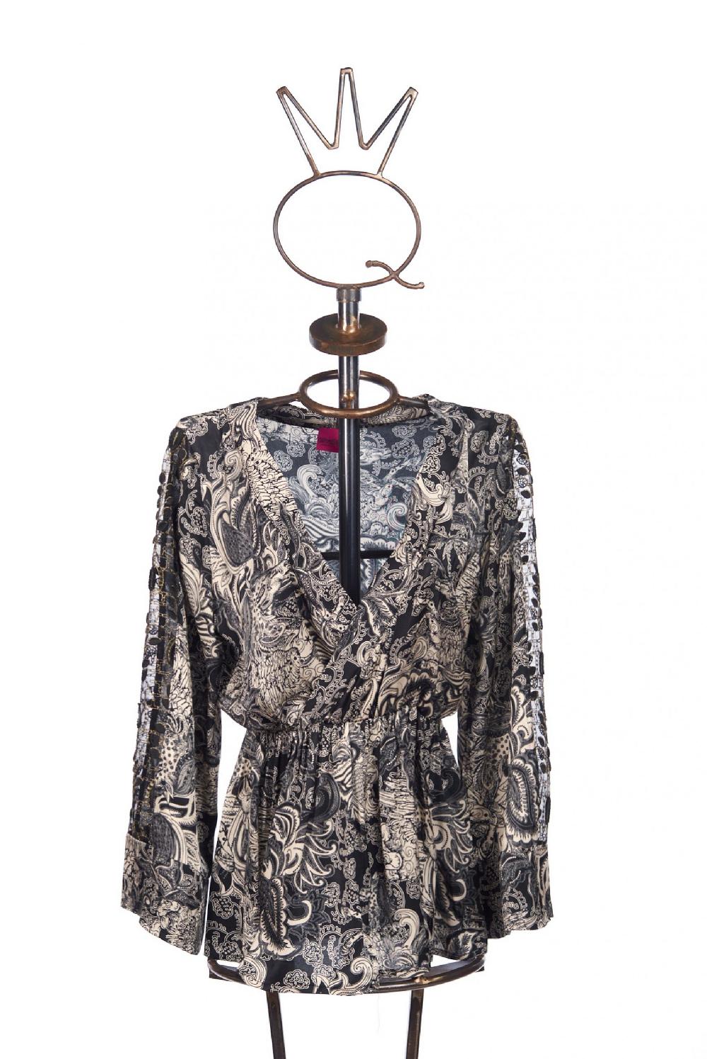 Save The Queen Blusa in raso con stampa rinascimentale In Linea