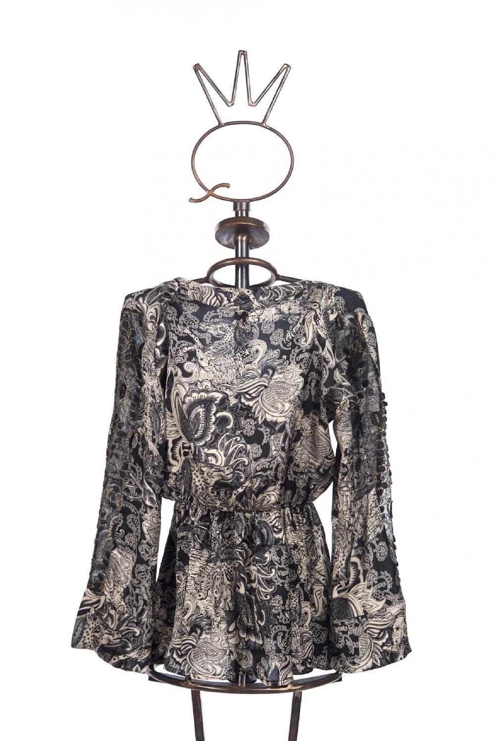 Save The Queen Blusa in raso con stampa rinascimentale In Linea