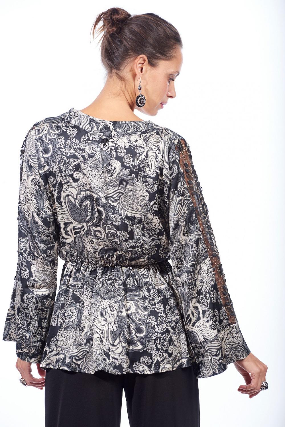 Save The Queen Blusa in raso con stampa rinascimentale In Linea