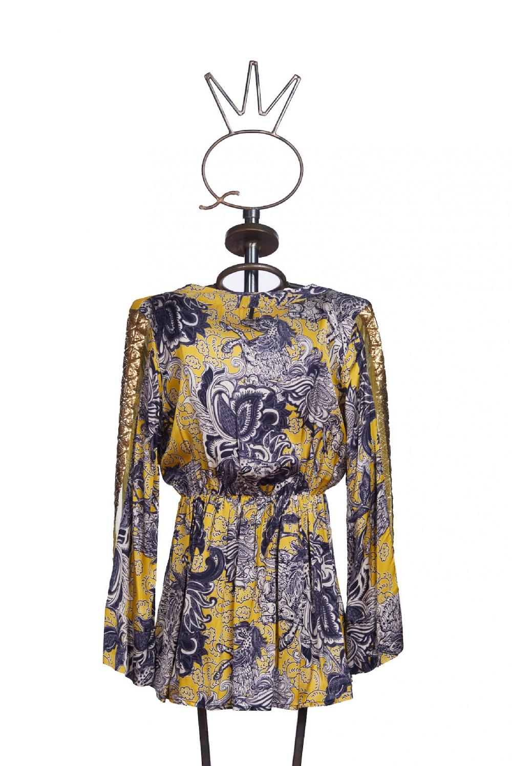 Save The Queen Blusa in raso con stampa rinascimentale Nuovo