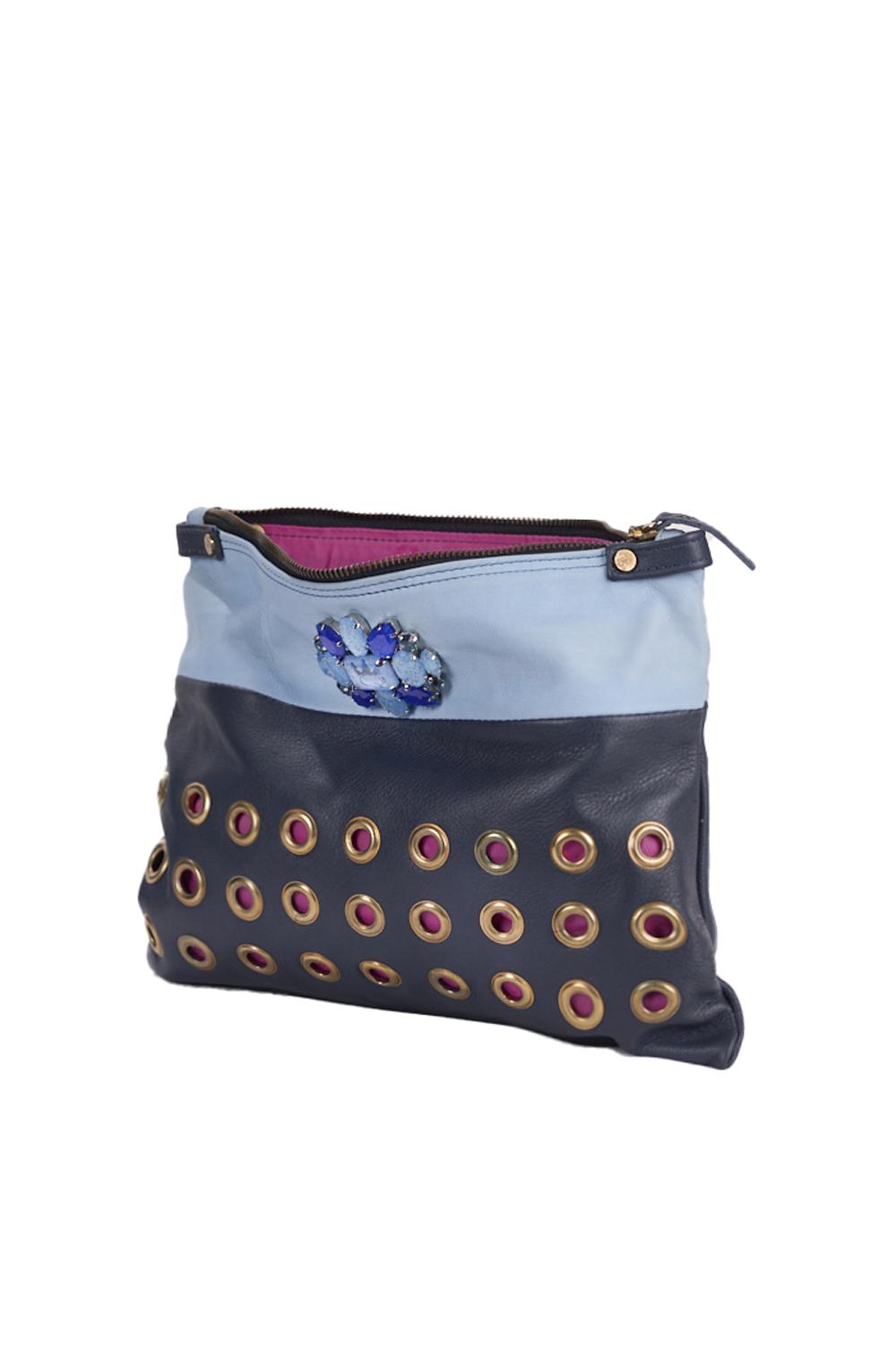 Save The Queen Pochette in pelle celeste e blu Qualità Garantita