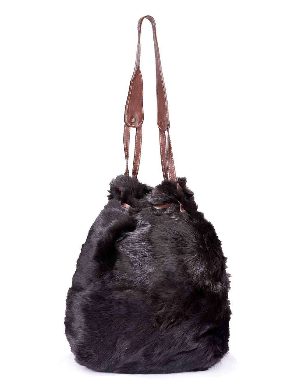 Save The Queen Borsa a spalla in lapin e pelle marrone Shopping Online