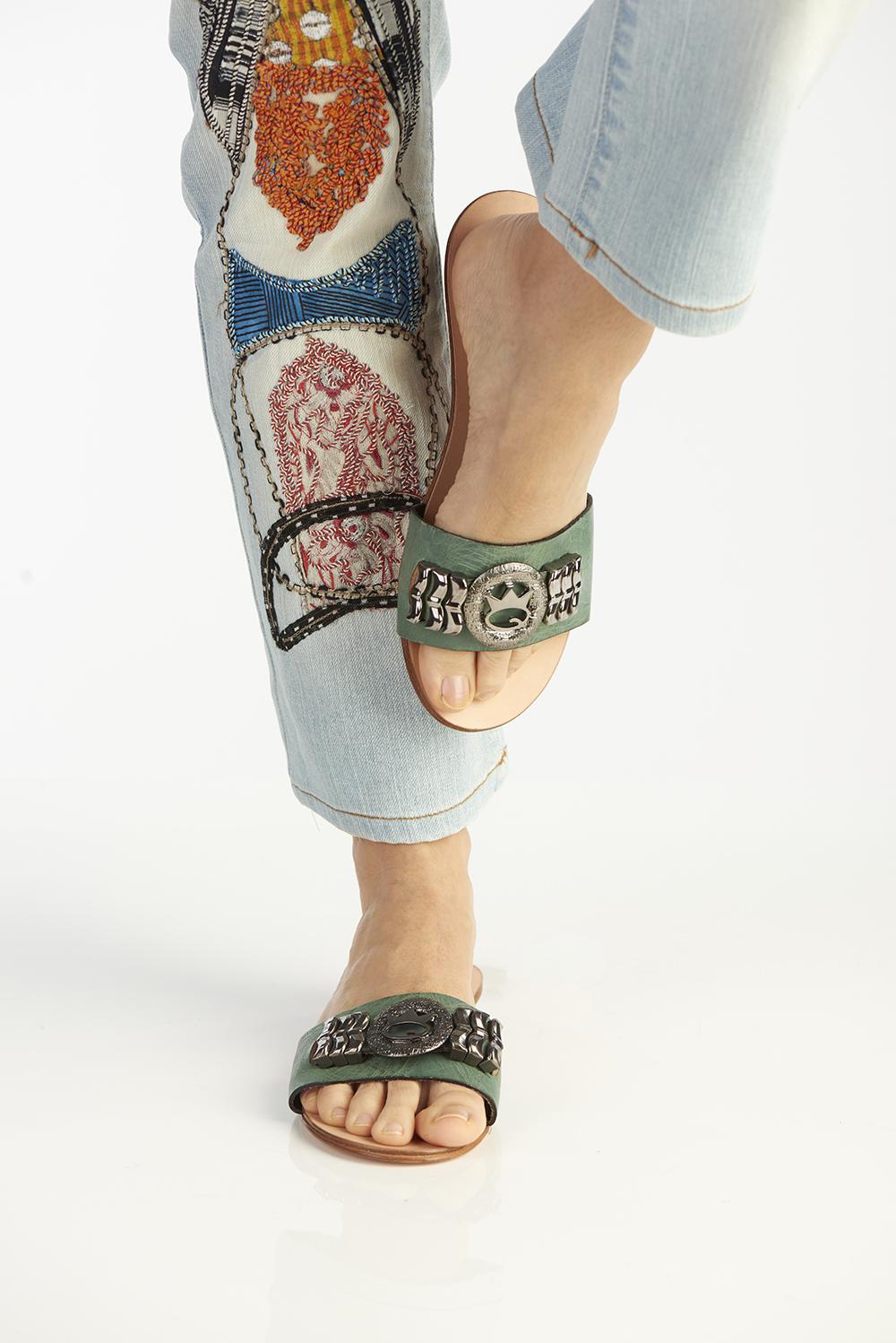 Save The Queen Sandali flat con fascia verde Soddisfazione Garantita