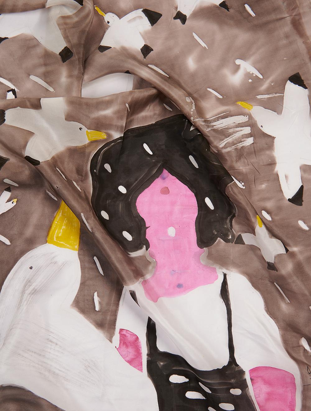 Save The Queen Foulard in seta con stampa gabbiani Sottocosto