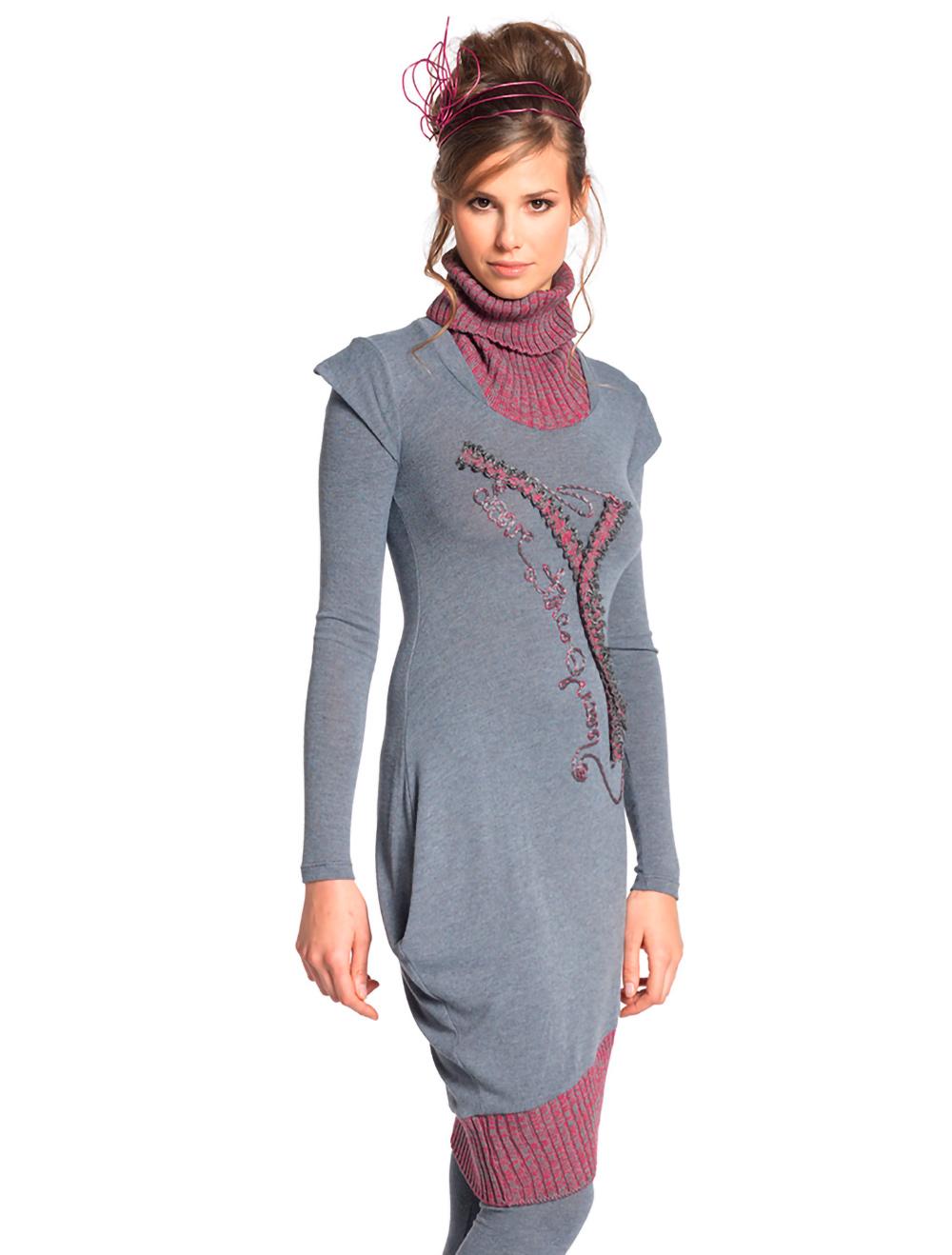 Save The Queen Vestito lungo grigio con ricamo + leggins Spedizione Gratuita