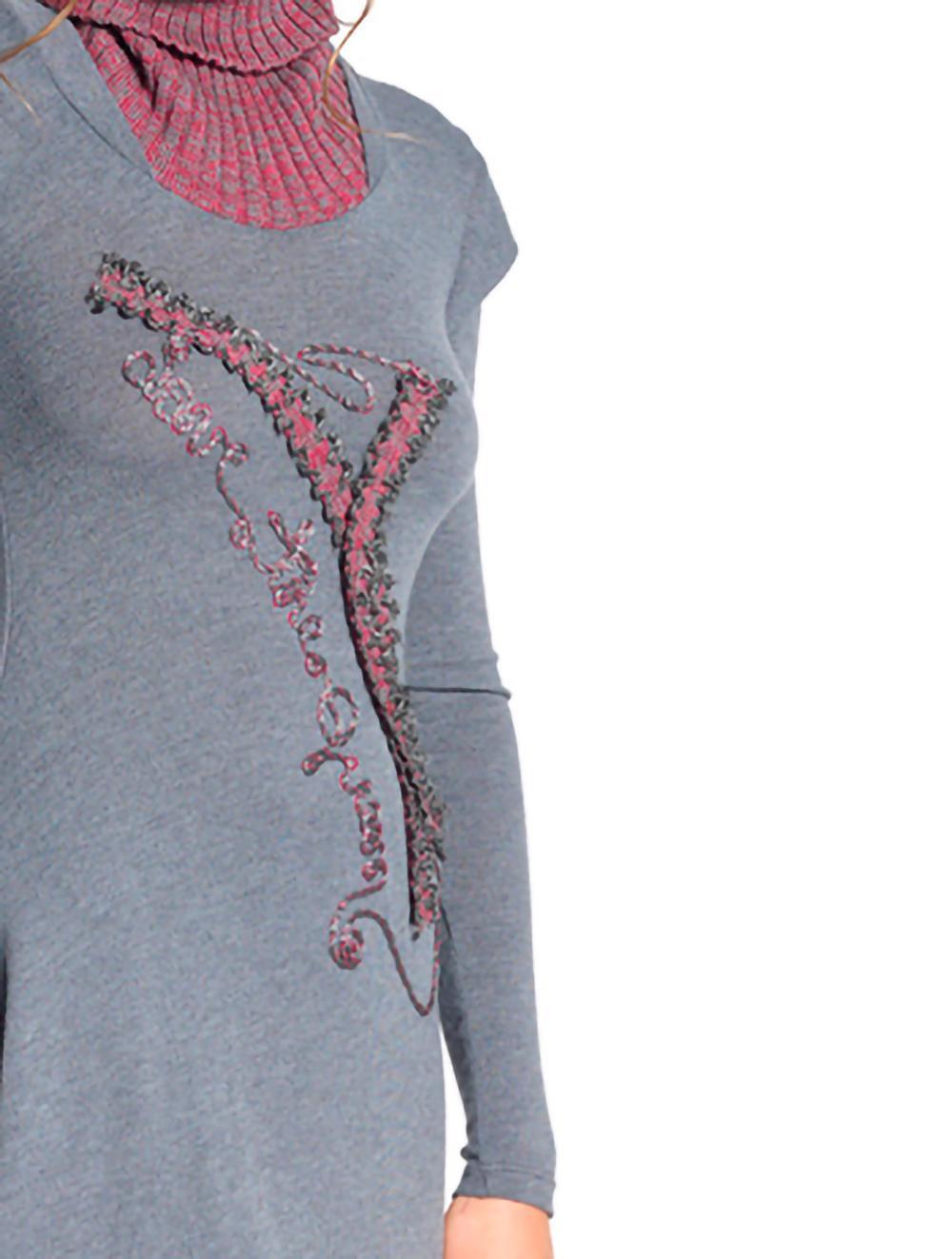 Save The Queen Vestito lungo grigio con ricamo + leggins Spedizione Gratuita