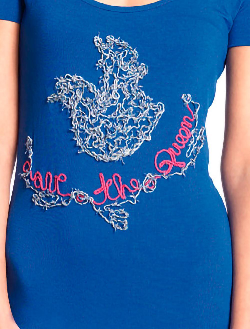 Save The Queen Camicia da notte bluette corta con ricamo con cardigan Negozi Online
