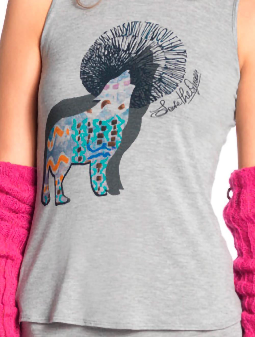 Save The Queen Top canotta in viscosa grigia con stampa con leggins Shopping Online