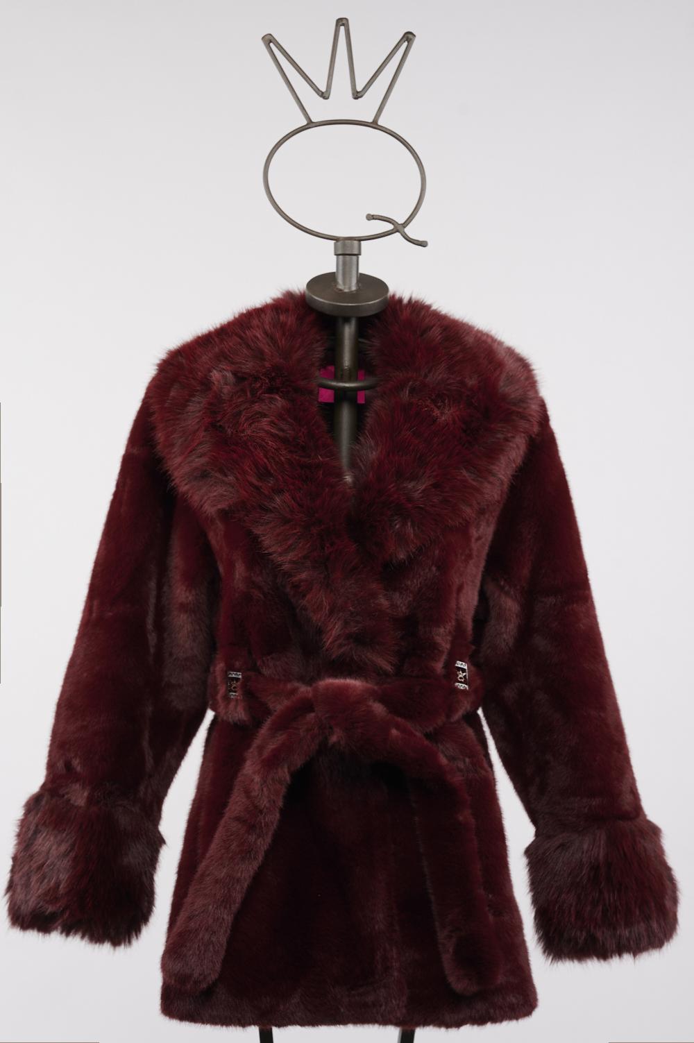 Save The Queen Ecopelliccia bordeaux con scollo a V Saldi