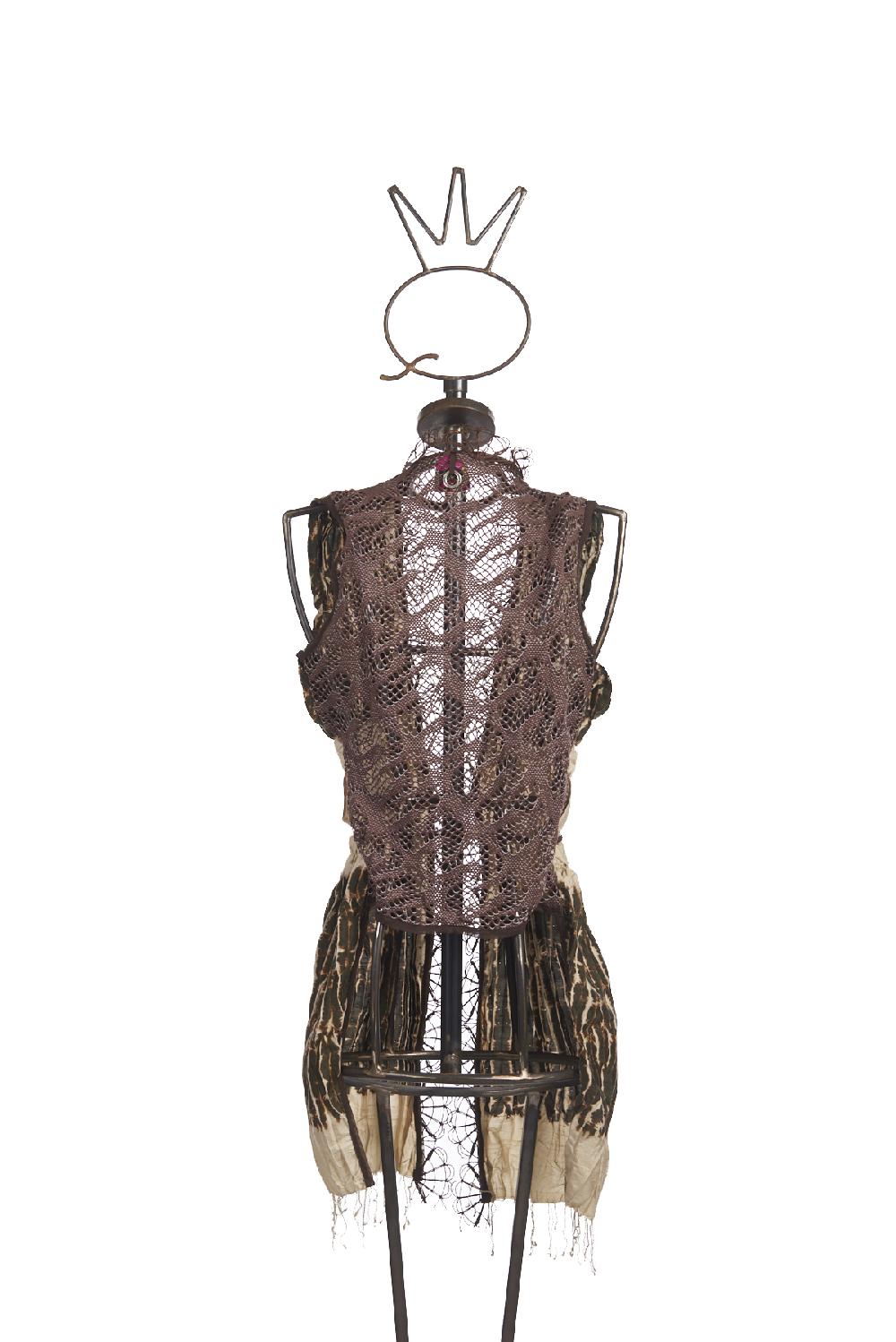 Save The Queen Gilet in seta plissettata stampata e pizzo elasticizzato Moda