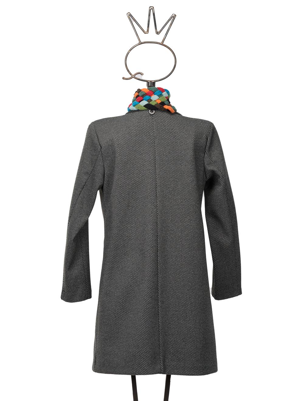 Save The Queen Cappotto corto nero spigato grigio con scaldacollo Qualità Garantita