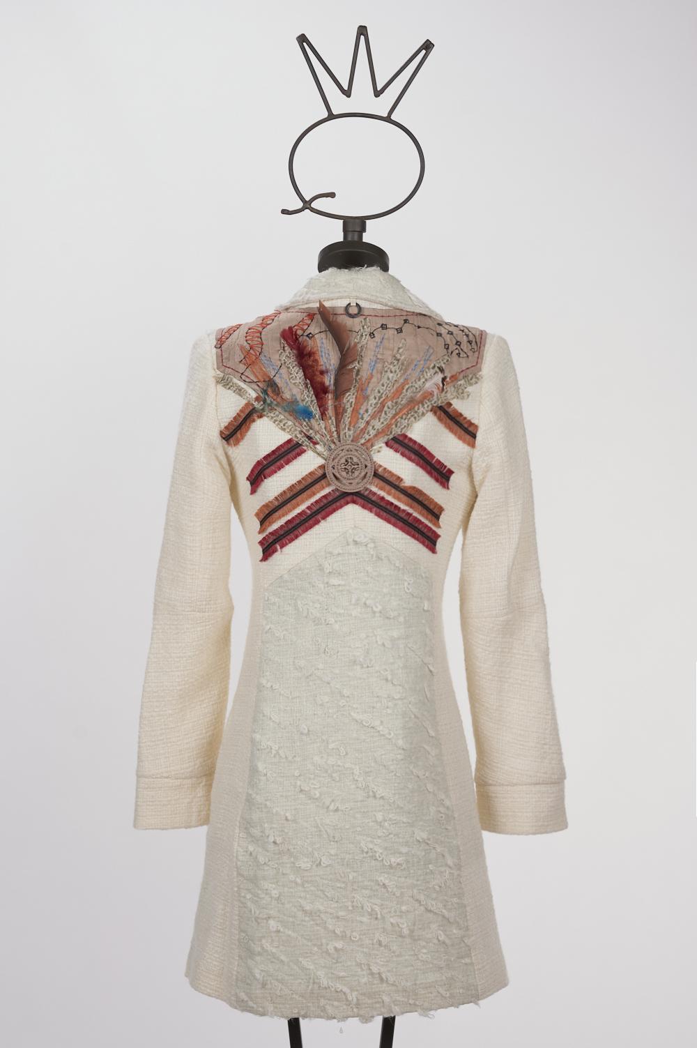 Save The Queen Cappotto bianco con ricamo Consegna Veloce