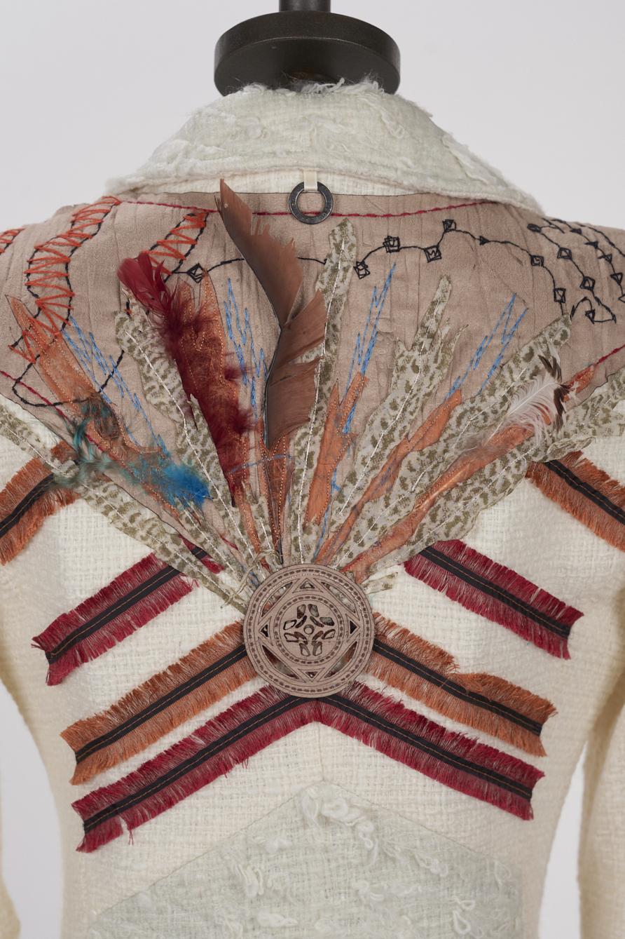 Save The Queen Cappotto bianco con ricamo Consegna Veloce