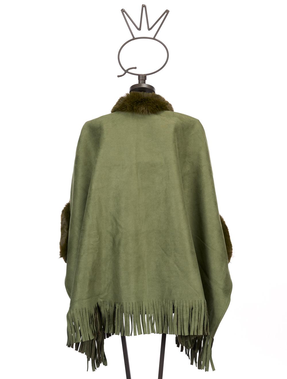 Save The Queen Mantella con frange in eco shearling Offerte